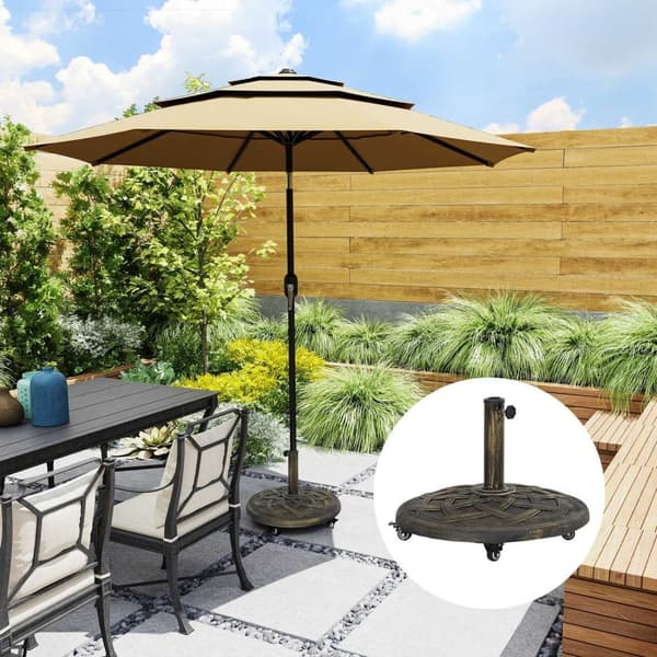Rootz Parasol Stand - Paraply Stand - Holder With Roller - Stable Base - Ø54,5 x 40,5H cm