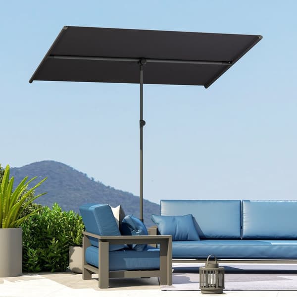 Rootz Parasol Garden Paraply - Sunshade - Udendørs baldakin - 180 ° Rotatabel - 150x205 cm - Black -UV beskyttelse UPF 50+