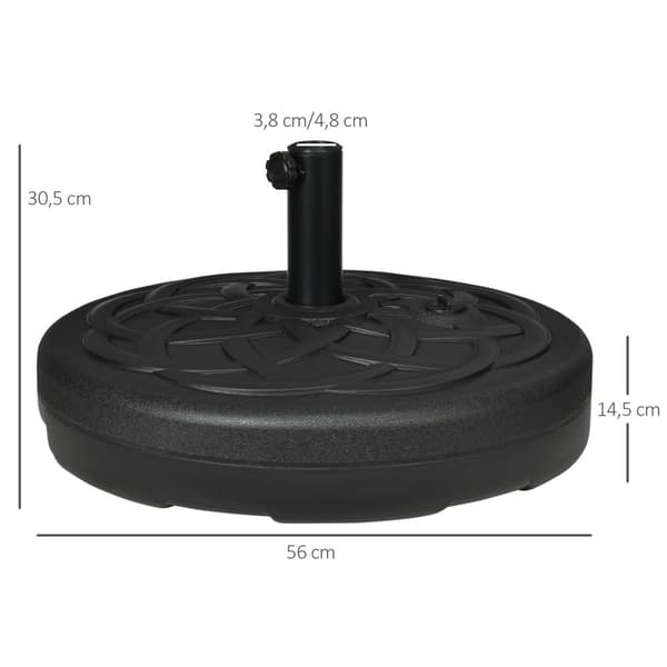 Rootz Shield Base Parasol Stand - Paraply Holder - Canopy Anchor - Water/Sand Fillable - Black - Ø56 X 30,5H CM