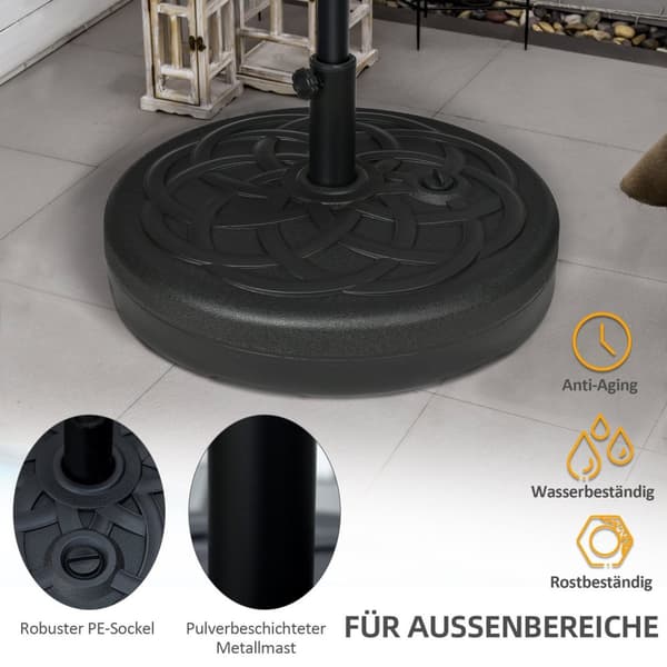 Rootz Shield Base Parasol Stand - Paraply Holder - Canopy Anchor - Water/Sand Fillable - Black - Ø56 X 30,5H CM