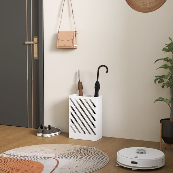 Rootz paraply stand - drypbakke - stålholder - beskytter gulve - 28L x 14b x 41H cm - hvid