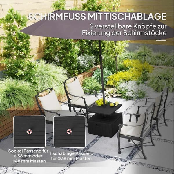 Rootz Terrace Screen Stand - Haveskærm - Parasol Stand - Holdbar plast - 53 cm x 53 cm x 45 cm