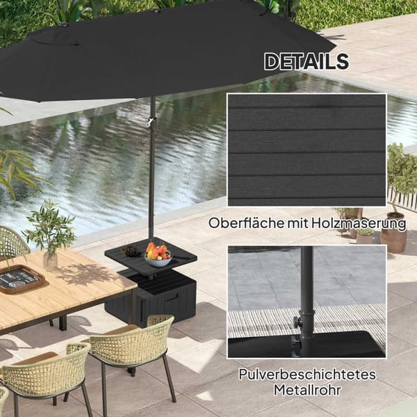 Rootz Terrace Screen Stand - Haveskærm - Parasol Stand - Holdbar plast - 53 cm x 53 cm x 45 cm