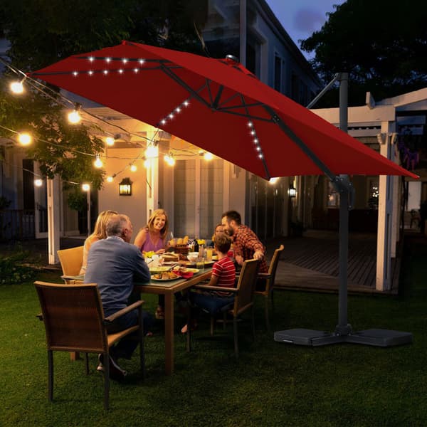Parasol Ø300cm obrotowy, uchylny, LED, obrót 360°, parasol marketowy, czerwony