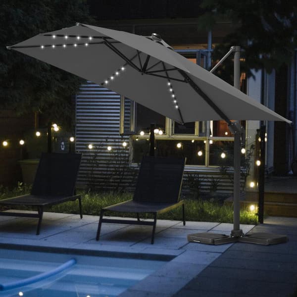 Parasol Ø300cm obrotowy, uchylny, LED, obrót 360°, parasol marketowy, czerwony