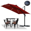 Miniatyrbild 1 av 9: Parasol Ø300cm obrotowy, uchylny, LED, obrót 360°, parasol marketowy, czerwony