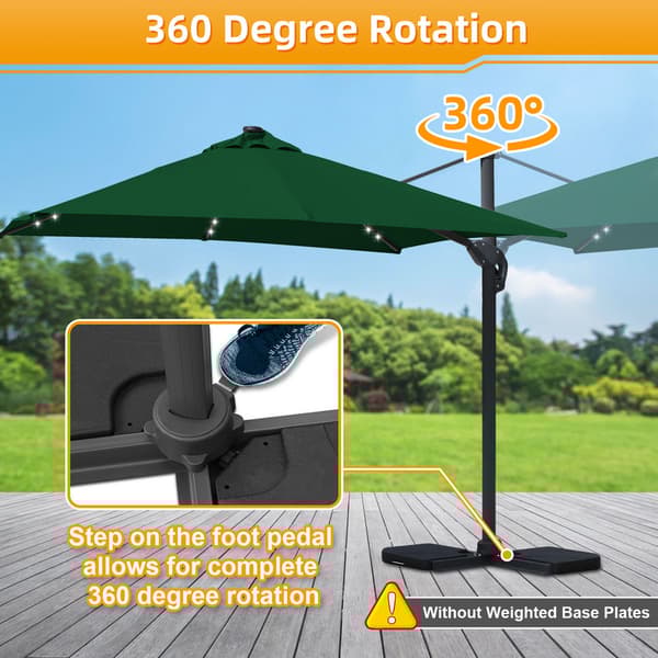 Parasol Ø300cm obrotowy, uchylny, LED, obrót 360°, rynkowy, zielony