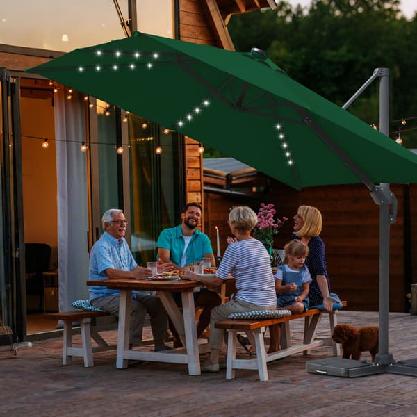 Parasol Ø300cm obrotowy, uchylny, LED, obrót 360°, rynkowy, zielony