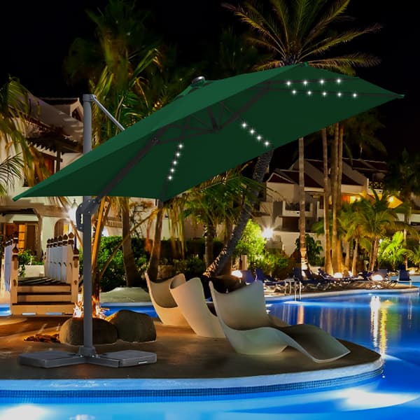Parasol Ø300cm obrotowy, uchylny, LED, obrót 360°, rynkowy, zielony