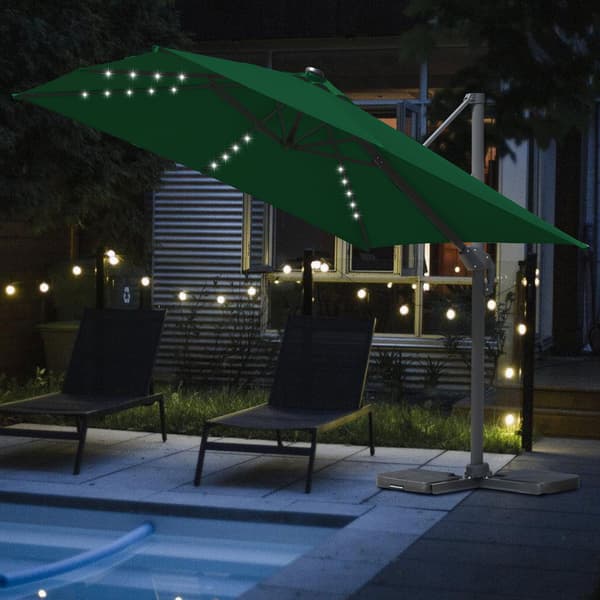 Parasol Ø300cm obrotowy, uchylny, LED, obrót 360°, rynkowy, zielony