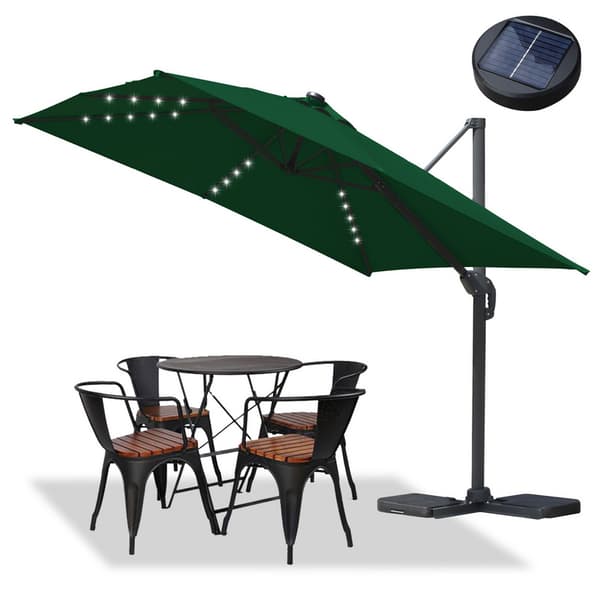 Parasol Ø300cm obrotowy, uchylny, LED, obrót 360°, rynkowy, zielony