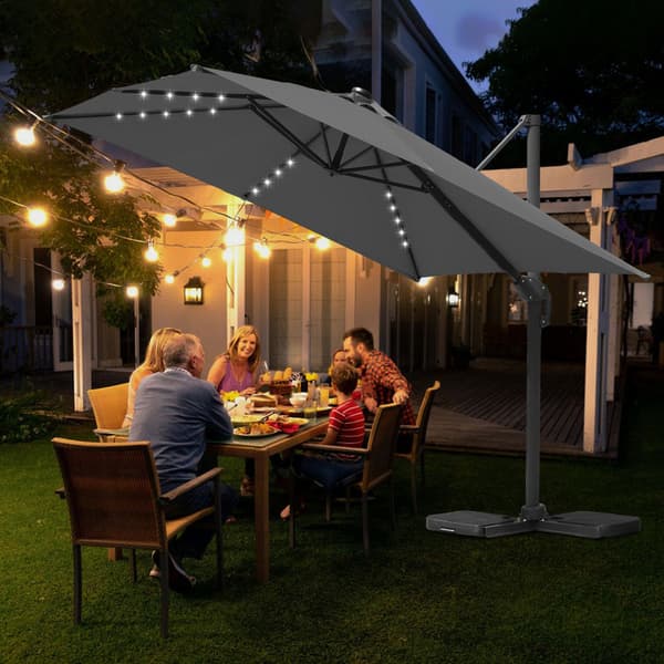 Parasol Ø300cm obrotowy, uchylny, LED, obrót 360°, parasol rynkowy, szary