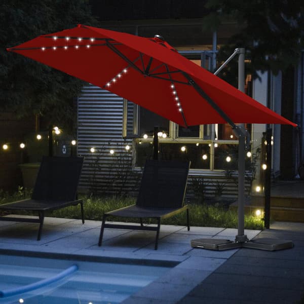 Parasol Ø300cm obrotowy, uchylny, LED, obrót 360°, parasol rynkowy, szary