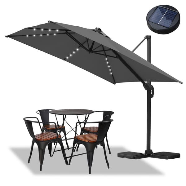 Parasol Ø300cm obrotowy, uchylny, LED, obrót 360°, parasol rynkowy, szary