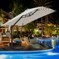 Miniatyrbild 7 av 9: Parasol Ø300cm obrotowy, uchylny, LED, obrót 360°, parasol rynkowy, beżowy