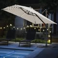 Miniatyrbild 9 av 9: Parasol Ø300cm obrotowy, uchylny, LED, obrót 360°, parasol rynkowy, beżowy