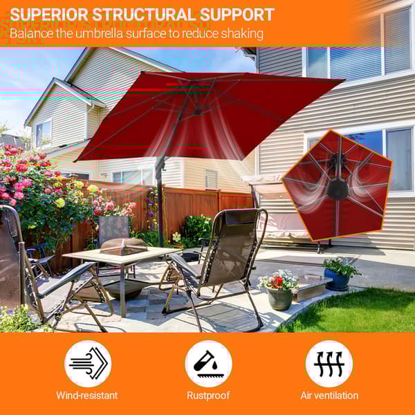 Parasol Ø300cm obrotowy, uchylny, obrót 360°, parasol rynkowy, czerwony