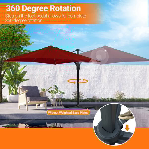 Parasol Ø300cm obrotowy, uchylny, obrót 360°, parasol rynkowy, czerwony