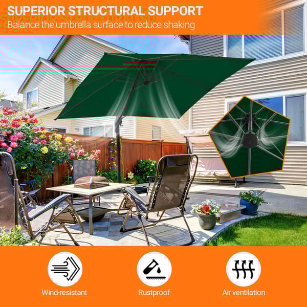 Parasol Ø300cm obrotowy, uchylny, obrót 360°, parasol rynkowy, zielony