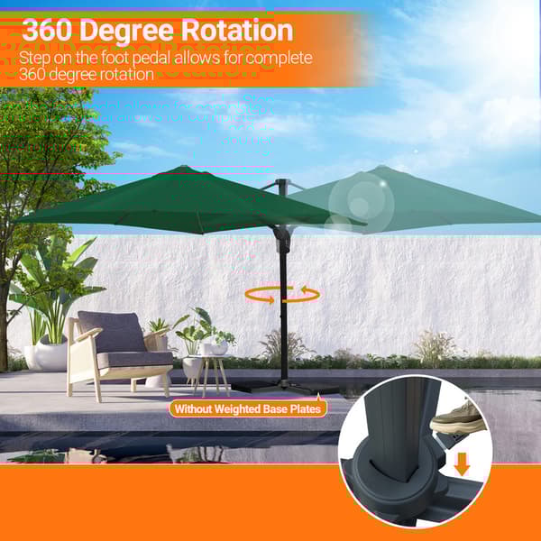 Parasol Ø300cm obrotowy, uchylny, obrót 360°, parasol rynkowy, zielony