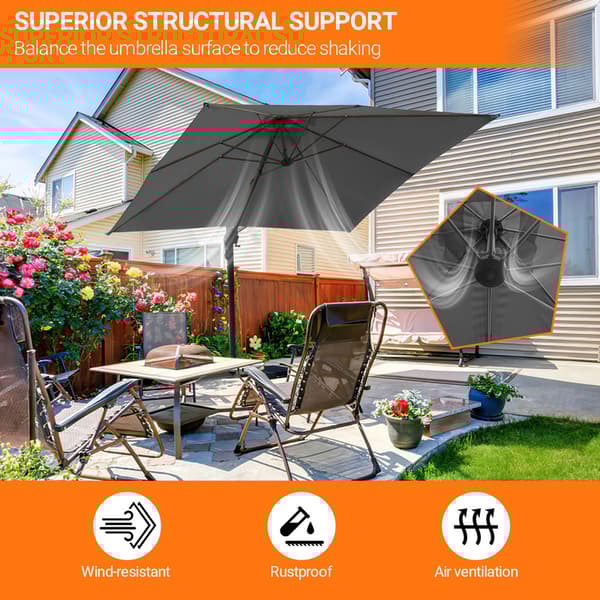 Parasol Ø300cm obrotowy, uchylny, obrót 360°, parasol rynkowy, szary
