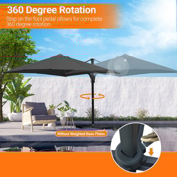 Parasol Ø300cm obrotowy, uchylny, obrót 360°, parasol rynkowy, szary