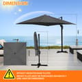 Miniatyrbild 2 av 9: Parasol Ø300cm obrotowy, uchylny, obrót 360°, parasol rynkowy, szary