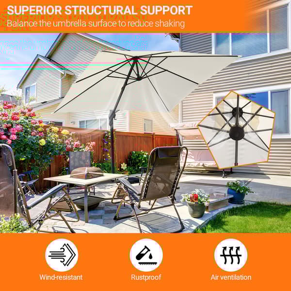 Parasol Ø300cm obrotowy, uchylny, obrót 360°, rynkowy, beżowy