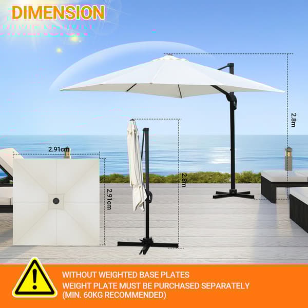 Parasol Ø300cm obrotowy, uchylny, obrót 360°, rynkowy, beżowy