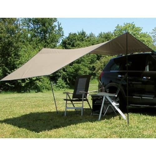 EUROTRAIL skuggsegel - Tarp Carside - Hexagonal - 100 % polyester 185T - Beige/Stålblå