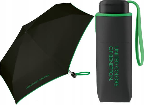 Benetton Ultra Mini -taittovarjo suojuksella, musta