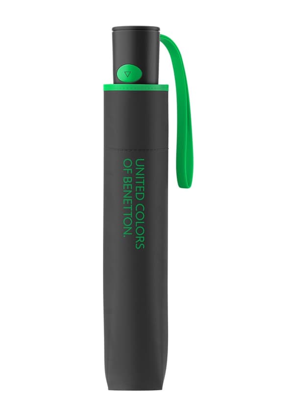Benetton Hopfällbart Paraply med Överdrag Mini Automatisk Svart