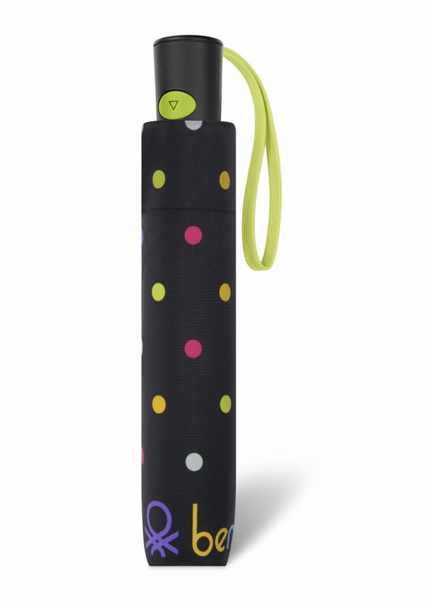 Benetton Foldbar Paraply med Prikker på Sort Signature Dot Sort