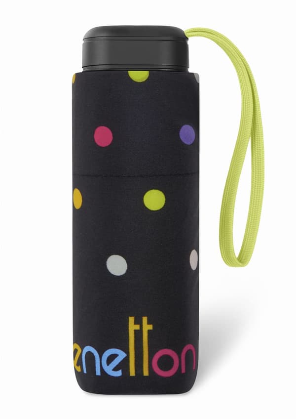 Benetton Ultra Mini Paraply Farvede Prikker på Sort