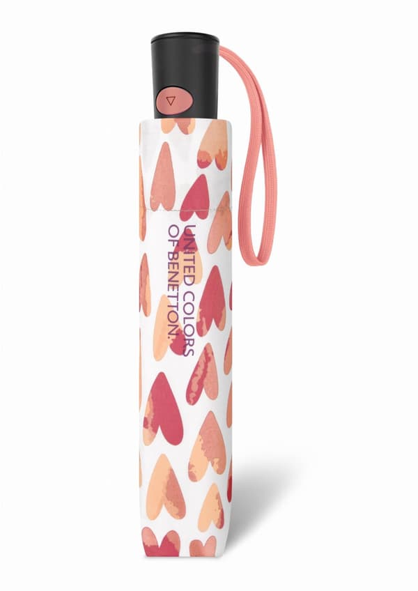 Benetton Mini AC -sateenvarjo, sydänpinkki kuvio