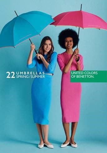 Benetton Ultra Mini AC -sateenvarjo kuviolla, ympyrät, monivärinen, persikka