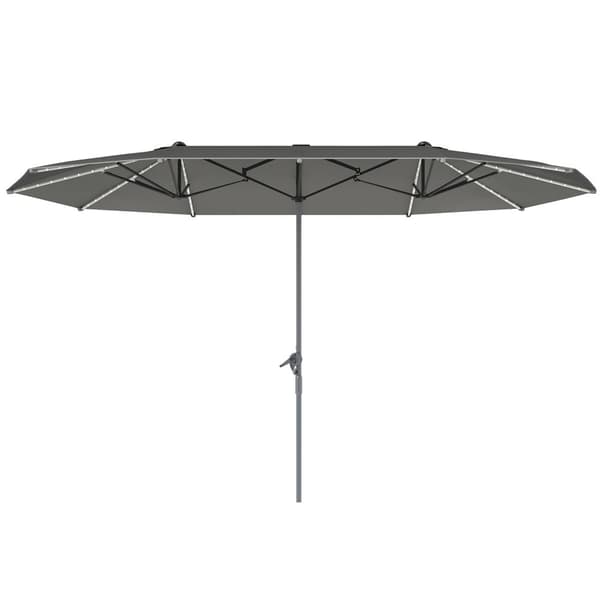 Dobbelt Solparaply, med Solcelle LED Lys, 451x267 cm, Mørkegrå