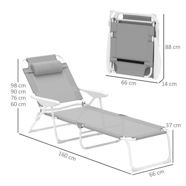 Solstol, 160x66x98 cm, Lys Grå