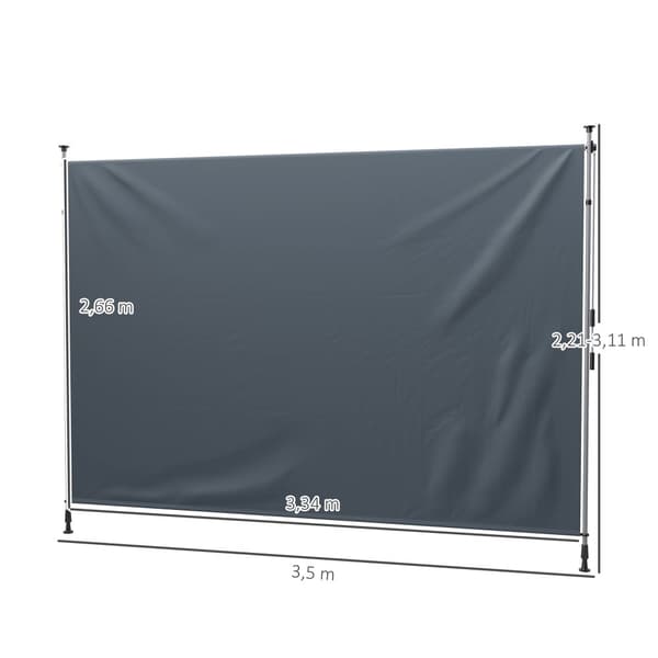 Markis, 350x221-311 cm, Mörkgrå