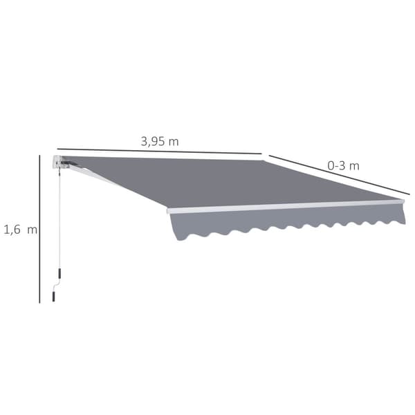 Markise, L395 × B300 cm, Grå