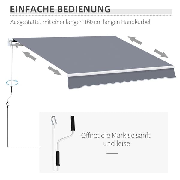 Markise, L395 × B300 cm, Grå