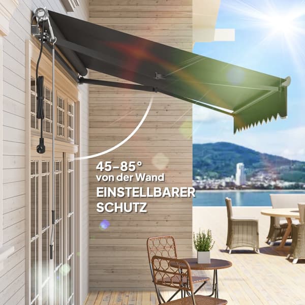 Markis, 296Lx250B cm, Mörkgrå