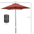 Miniatyrbillede 3 af 9: Patio Paraply, Ø196 cm, Ø1.96x2.04H m, Vinrød