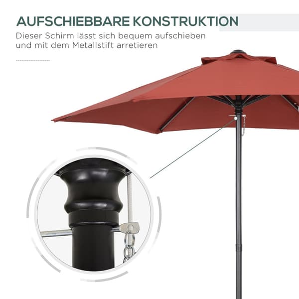 Patio Paraply, Ø196 cm, Ø1.96x2.04H m, Vinrød
