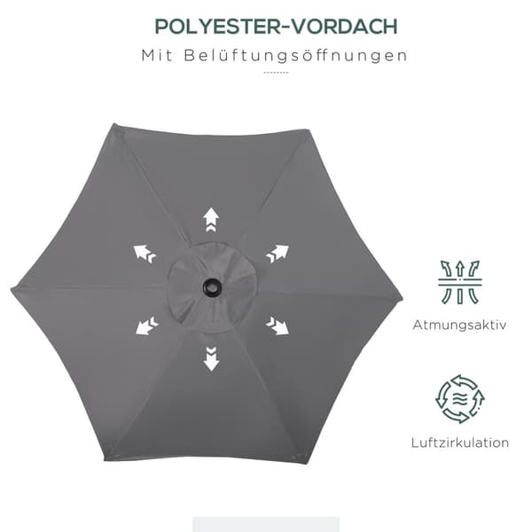 Utemöbel Paraply, Ø196 cm, Ø1.96x2.04H m, Mörkgrå