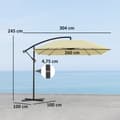 Miniatyrbillede 3 af 9: Terrasseparaply, Alu Ø 260 cm, 304x260x245 cm, Beige