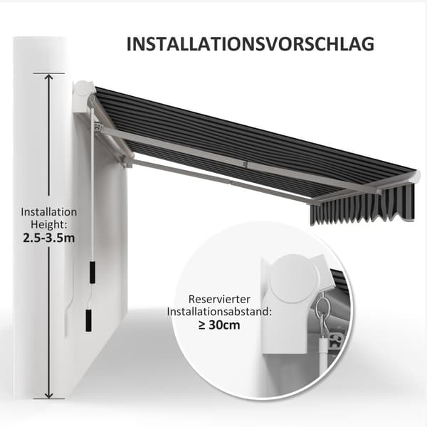 Balkongmarkis, 3.95x2.45x3.50 m, Vit+Blå