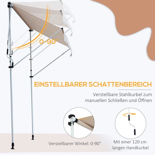 Justerbar Markise, 200x150 cm, Creme Hvid