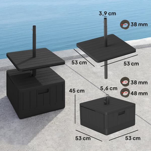 Sateenvarjoteline, 3-in-1, 53P x 53L x 45K cm, Musta