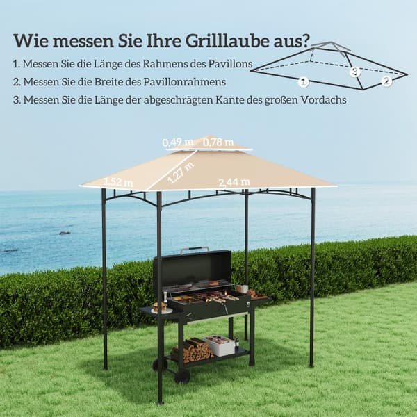 Udskiftningstag til Grill Pavillon, 1.5x2.4 m, Beige